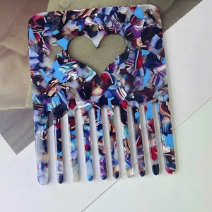 หวีผมอะซิเตททรงหัวใจคุณภาพสูงลายพิมพ์วินเทจลายหินอ่อนป้องกันไฟฟ้าสถิตสำหรับผู้หญิง - Product Image 4