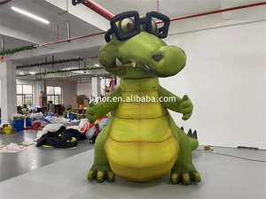Dragón Verde Inflable Gigante Personalizado de Jenor, Escultura de Dinosaurio Inflable de Dibujos Animados con Gafas - Product Image 3