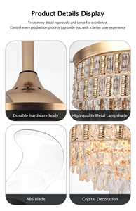 Y313 Vô Hình Châu Âu LED <span class=keywords><strong>Fan</strong></span> Ánh Sáng Sang Trọng 42 Inch Quạt Trần Ánh Sáng Vàng Pha Lê Có Thể Thu Vào <span class=keywords><strong>Fan</strong></span> Ánh Sáng Và Điều Khiển Từ Xa - Product Image 6