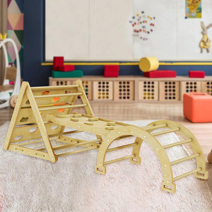 Wooden Climbing <b>Frame</b> Triangular Shape Versatile Indoor <b>Play</b> Structure For Children Gymnastics Training - Product Image 2