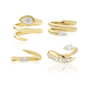 Anillo Gemnel Triple Wrap Tip to Tail con diamante en forma de pera, plata 925, movimiento de oro bajo tono. - Product Image 1