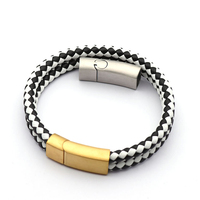 Résultats de bijoux en acier inoxydable classiques 12*6mm fermoir ouvert latéral pour Bracelet tissé en cuir fabrication de bijoux à bricoler soi-même