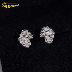 Boucles <span class=keywords><strong>d</strong></span>'oreilles Hip Hop pour hommes à prix abordable, prêtes à être expédiées, testées au <span class=keywords><strong>diamant</strong></span>, en argent 925 plaqué or, avec diamants Moissanite VVS - Product Image 3