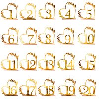 Numéros de table modernes en acrylique doré effet miroir (1-20) pour centres de table et marques-places de mariage – Vente en gros