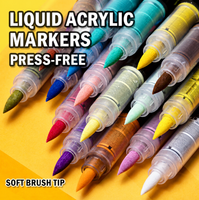 Marqueur de peinture acrylique liquide Bview Art, pointe souple, marqueur permanent pour l'art, le bricolage, la peinture sur roche, céramique, bois, verre, toile