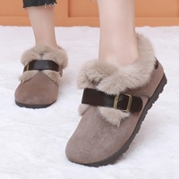 Nouvelles chaussures basses en fourrure pour femmes, hiver, dessus en PU artificiel, doublure en polaire, sangle à boucle, semelle épaisse, décontractées et douces