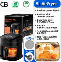 Friteuse à air sans huile 5L avec écran tactile numérique visible, contrôle de la température et de la minuterie, appareil de cuisson domestique