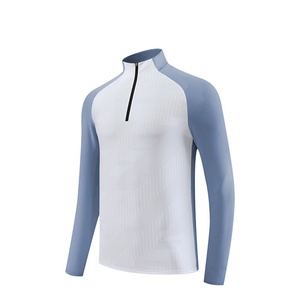 Vêtements de sport décontractés pour hommes en gros, vêtements de sport athlétiques, course à pied, couleurs contrastées, respirants, extensibles, à séchage rapide, t-shirt à manches longues - Product Image 4