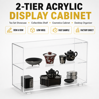 Vitrine de comptoir à 2 niveaux en acrylique transparent avec séparateur pour figurines et miniatures