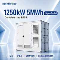 Sistem Baterai Hybrid Terhubung Jaringan (Grid-Tied) LiFePO4 Pendingin Cair 2500kW 5MWh dalam Kontainer Penyimpanan Energi, Proteksi IP54 C4