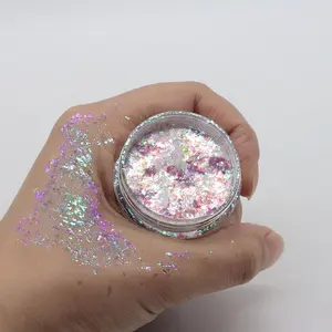 Nail Glitter Flakes Hot Sale Nail Glitter Chameleon Flakes Cosmetic Grade Eye Shadow Transparent Rainbow Color