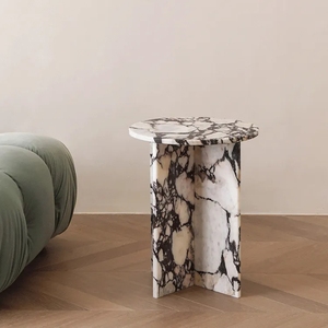 Modern Calacatta Viola White <strong>Marble</strong> <strong>Side</strong> <strong>Table</strong> <strong>Marble</strong> <strong>Top</strong> Finish Round <strong>Table</strong> Living Room - Product Image 4