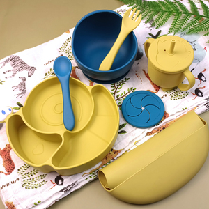 Nouveauté Bol en silicone pour bébé avec plaque d'aspiration en stock, qualité alimentaire, bavoir bébé avec cuillère et fourchette - Product Image 4