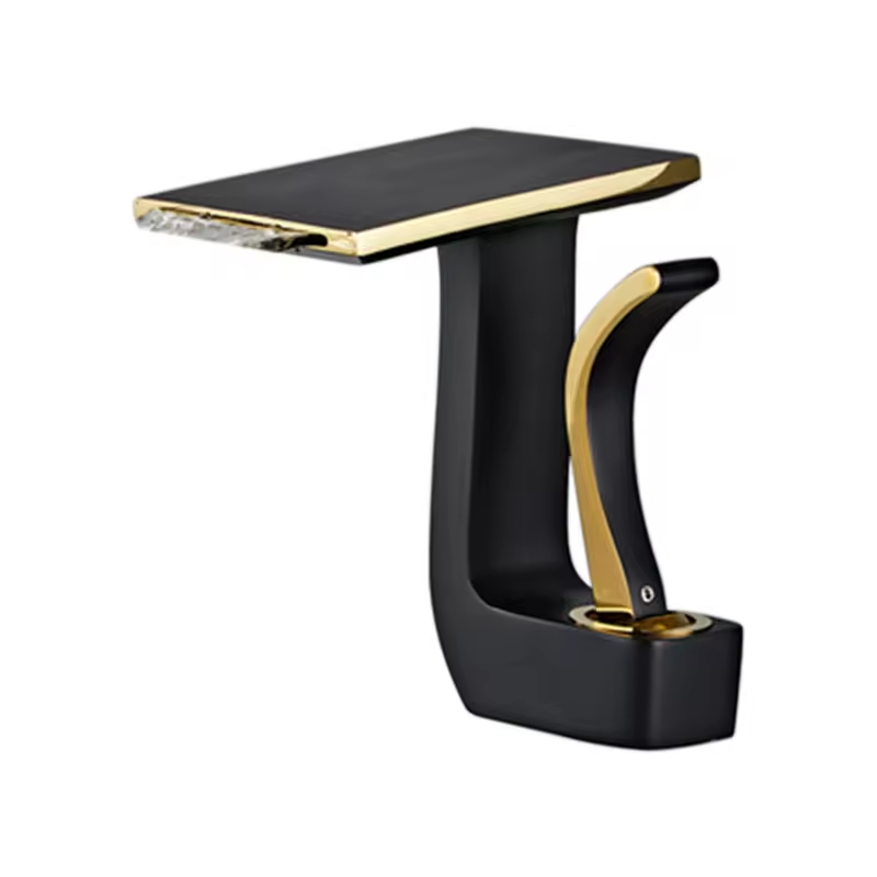 2025 Hot-Selling Single-Handle Bathroom Mixer Tap Brass Basin Faucet with Waterfall Spout Ceramic Valve Core Desk Mounted