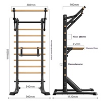 Barras Paralelas Portátiles Multifuncionales para el Hogar, Barra de Dominadas sin Perforaciones, Entrenamiento de Fuerza y Flexibilidad, Madera de Haya