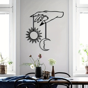 Decoración de Pared Metálica con Diseño de <span class=keywords><strong>Luna</strong></span> <span class=keywords><strong>y</strong></span> <span class=keywords><strong>Sol</strong></span>, Arte Decorativo en Hierro Grabado, Decoración para el Hogar con Color <span class=keywords><strong>y</strong></span> Tamaño Personalizados para Ramadán - Product Image 2
