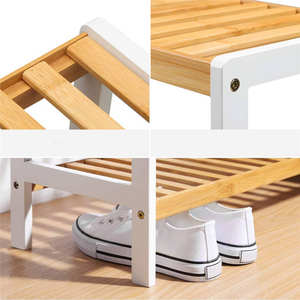 Generoso Zapatero de Bambú de Tres Niveles con Banco, Organizador de Almacenamiento Interior que Ahorra Espacio, con Diseño Desmontable para Sala de Estar - Product Image 5