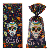 50 pièces mexicain jour des morts thème bonbons biscuits sacs crâne Opp cadeau emballage sacs pour anniversaire Halloween fête décoration