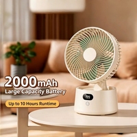 Ventilador sin Aspas Recargable con Pantalla Digital, 2000mAh, 199 Velocidades, Motor sin Escobillas, Tipo C, Portátil, Ajustable, para Mesa y Auto