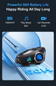 Casco de Motocicleta Q28 <span class=keywords><strong>para</strong></span> Auriculares <span class=keywords><strong>Bluetooth</strong></span>, Videocámara de Tablero con Video de 1080P, Auriculares Inalámbricos <span class=keywords><strong>para</strong></span> <span class=keywords><strong>Moto</strong></span>, Llamadas <span class=keywords><strong>Manos</strong></span> <span class=keywords><strong>Libres</strong></span> Impermeables, Batería LED - Product Image 5