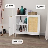 Meuble de rangement moderne en bois et osier à deux portes et double couche pour salon, avec compartiments et casier à vin, tailles personnalisables