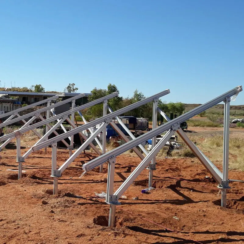 Universal solar pv panel aluminum ground mounting system structure with ground screw foundation