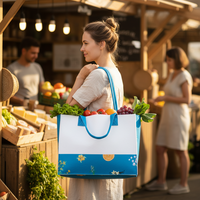 Sac fourre-tout décontracté en feutre pour femme, motif fruits, grande capacité 20-35L, double anse, ruban décoratif, pour shopping et voyage