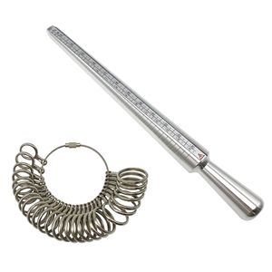 Juego de herramientas de medición de anillo de acero calibrador de anillo con calibrador de dedo herramientas de calibrador de anillo de Mandril para medición de tamaño de joyería EE. UU. Reino Unido UE - Product Image 1