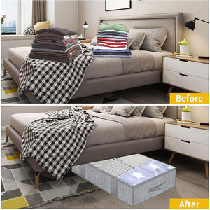 Boîte de rangement transparente minimaliste grande capacité pour lit, motif arête de poisson, housse anti-poussière pour vêtements, couette, tri <span class=keywords><strong>sous</strong></span> le lit - Product Image 4