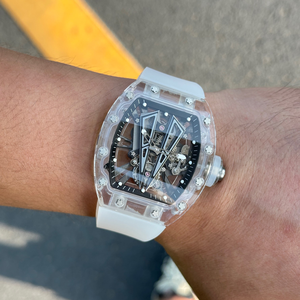 Reloj Mecánico de Pulsera para Hombre, Ultrafino, Estilo Tourbillon, Esqueleto, Caja Tonneau, Correa Tejida, Resistente al Agua, Lujoso y Ligero - Product Image 2