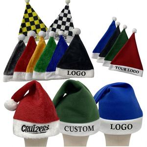 Chapeau de Noël en feutre de velours épais avec broderie personnalisée du logo, chapeau de Père Noël, taille adulte et enfant, plusieurs options de couleurs - Product Image 6