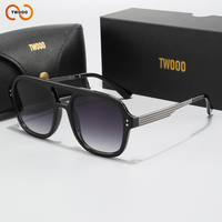 Lunettes de soleil TWOOO T1690, style rétro classique transfrontalier, monture carrée à double barre, tendance mode urbaine, protection UV400, logo personnalisé