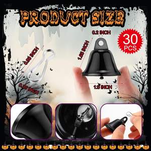 Gejoy 30 pezzi in ottone con campane dipinte a molla ganci Mini stile Vintage per matrimonio e decorazioni natalizie 1.65x1.5 pollici (nero) - Product Image 2