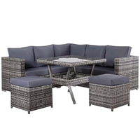 Ensemble de salon en rotin tout temps 5 pièces, canapé modulaire d'angle avec coussins imperméables pour patio et jardin