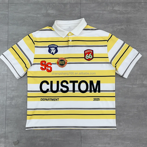 <span class=keywords><strong>T</strong></span>-<span class=keywords><strong>shirt</strong></span> Polo Homme en Coton Lourd 100% Personnalisé Guangzhou Shangshang, Coupe Boxy, Broderie, Impression Sérigraphique, Rayures - Product Image 3