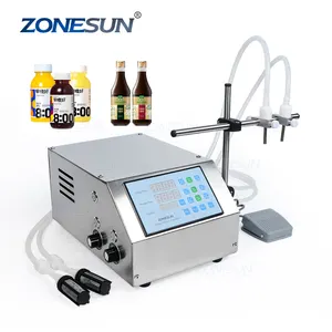 ZONESUN ZS-DPYT2P Double Head Semi Automatic Diaphragm Pump Liquid Filling Machine For Perfume Water Juice Essential Oil