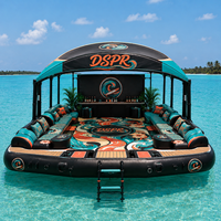 Plateforme flottante gonflable DSPR avec auvent pare-soleil, sièges-canapés et comptoir de bar pour les stations balnéaires lacustres et les salons en bord de mer