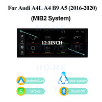 Autoradio Lecteur Multimédia pour Audi A4L A4 B9 A5 2016-2020 Écran Ultra-Fin 12.3'' Système Linux Navigation GPS Stéréo CarPlay
