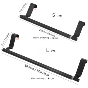 Portasciugamani Telescopico da <span class=keywords><strong>Cucina</strong></span> in Acciaio Inox, Barra Portasciugamani a Lunghezza Regolabile, Supporto per Asciugapiatti da Appendere Sopra la <span class=keywords><strong>Porta</strong></span> del Mobile - Product Image 3