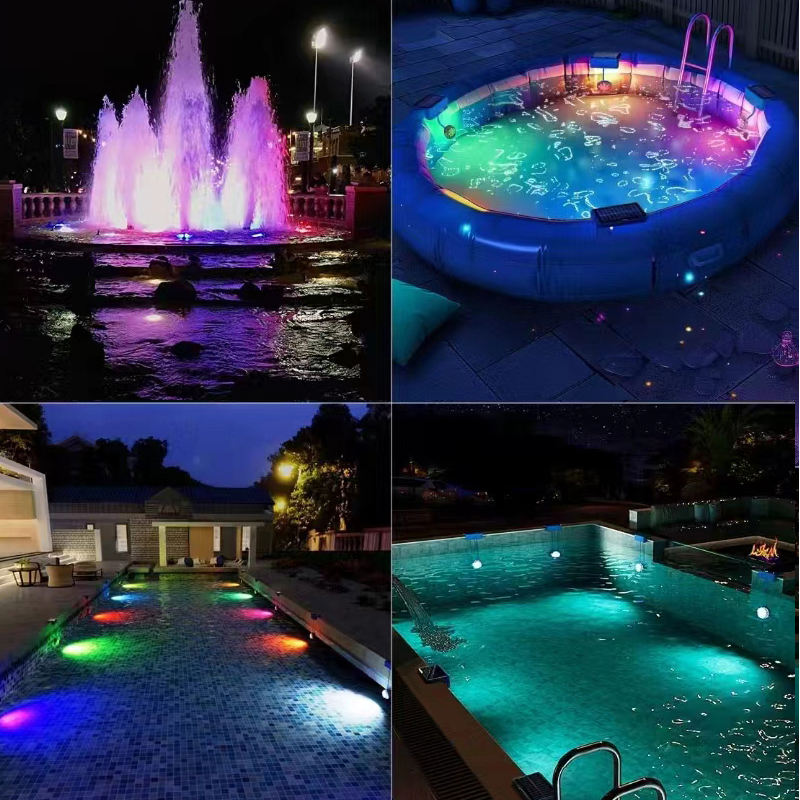 IP68 Waterproof Solar Underwater LED Lamp PC Body Multi Color Pool Light for Home Garden Pond Courtyard Outdoor Pool Decorative