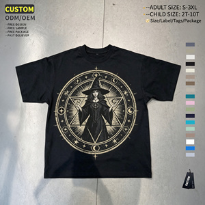 Camiseta de algodón para hombre, de gran tamaño, con estampado gráfico vintage personalizado DTG, de alto gramaje, estilo streetwear gráfico, corte holgado y corto, a bajo precio. - Product Image 2