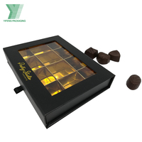 Boîte Cadeau de Luxe Noire et Or Faite à la Main, 12 Cavités, Emballage Magnétique pour Fêtes, Matériaux Recyclés, pour Bonbons, Truffes et Chocolats