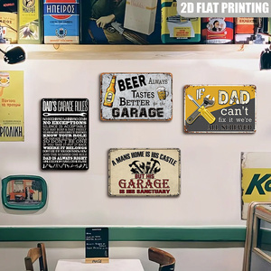 Letrero Metálico con Reglas para Papás en el Garaje, Decoración Divertida para Pared de Taller con Diseño de No Bitchin No Whinin para <span class=keywords><strong>la</strong></span> Cueva <span class=keywords><strong>del</strong></span> Hombre y el Garaje - Product Image 4