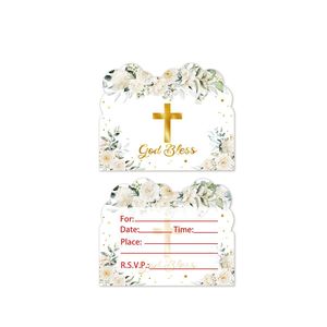 Eucaristía Bautismo Flor Cruz Bebé Niña Tarjeta de invitación de fiesta temática infantil - Product Image 3