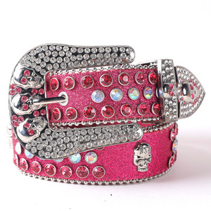 <span class=keywords><strong>Cintura</strong></span> Bling Rosa <span class=keywords><strong>con</strong></span> Strass, in Pelle PU Glitterata, Fibbia Western <span class=keywords><strong>con</strong></span> Borchie di Cristallo, Perfetta per Jeans Y2K e Abbigliamento da Festa - Product Image 3