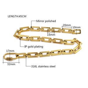 트렌디 한 기하학적 디자인 두꺼운 링크 체인 목걸이 초커 큰 카라비너 잠금 걸쇠 버클 펜던트 청키 목걸이 니켈 무료 - Product Image 3