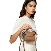 Sac à main de luxe personnalisé XIUQUAN en cuir véritable avec fermoir, petit sac léger avec foulard en soie et étiquette, pour femme