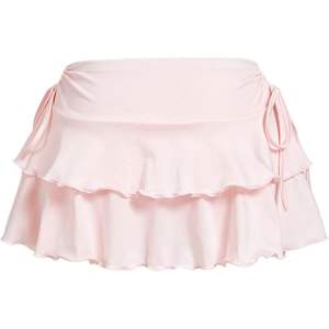 Jupe courte à volants taille haute pour femme avec short intégré, style étagé en mousseline - Product Image 1