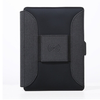 8000mAh PU cuero carga inalámbrica A5 Notebook Power Bank 10W estación de energía de salida con función de soporte