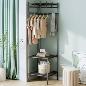 Clothes Rack With Shelf Space Saving <b>Standing</b> Type Rectangle Carbon Steel For Living Room Bedroom Clothing Organizer - Product Image 3